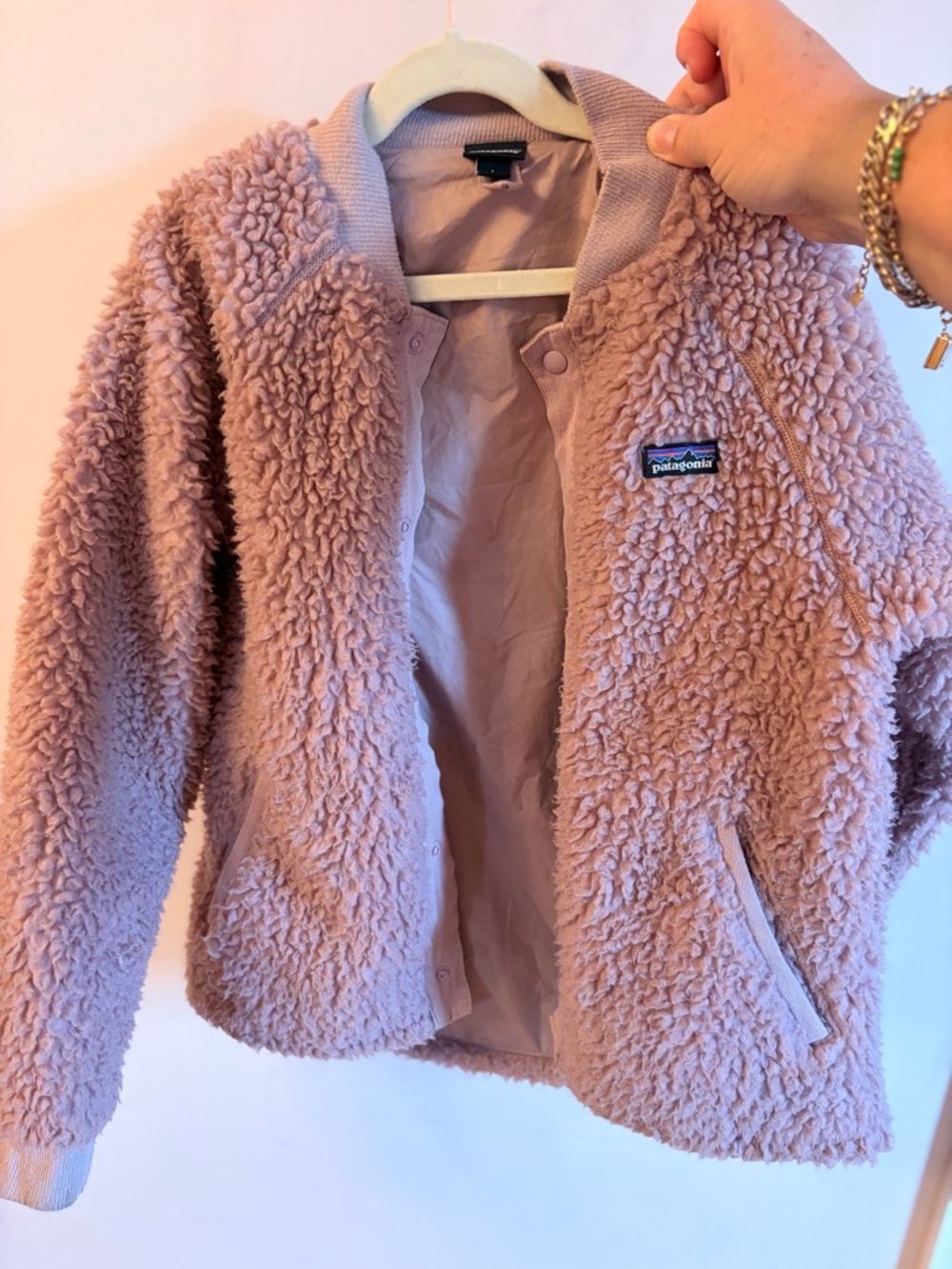 retro Patagonia Kids Dusty Pink Sherpa Puffer Jacket